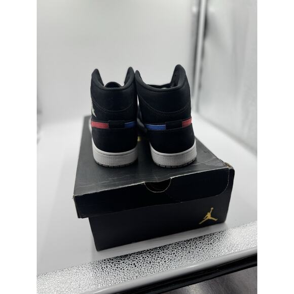 Size 10 - Air Jordan 1 Mid Multicolor Swoosh Black BS691